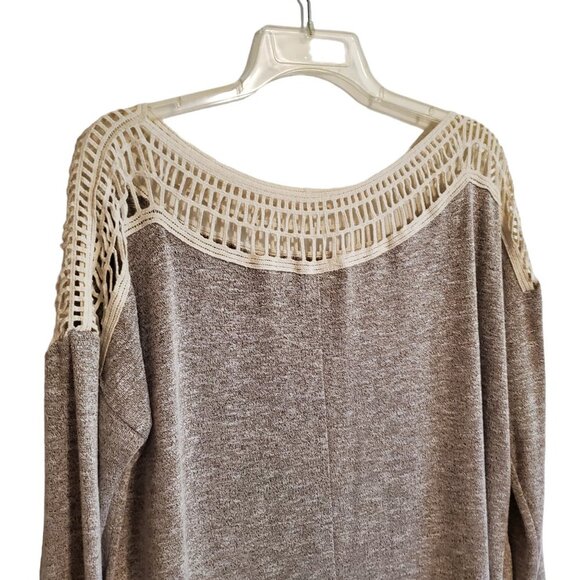 Entro Fringe High Low Hem Open Weave Pullover Long Sleeve Blouse Small - Picture 8 of 16